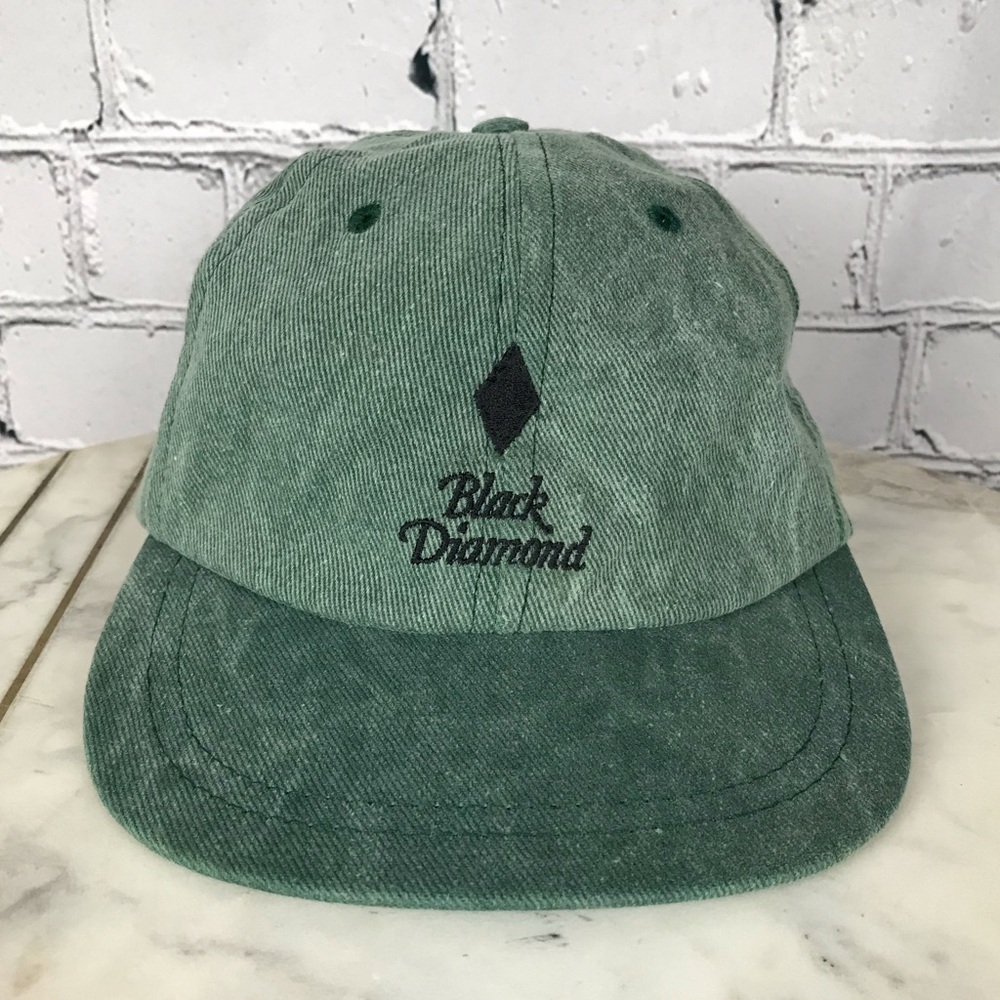 Crown MFG Co. Black Diamond Vintage 90’s Canvas Green Back Strap Baseball Cap